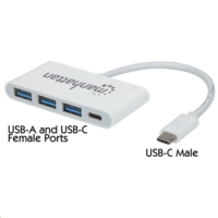 Manhattan Manhattan Type-C -> 3db USB 3.0 + 1 db USB Type-C, Power Delivery fehér (163552) (163552)