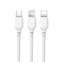 XO XO NB103 kábel 3in1 lightning - micro USB - USB-C fehér 2,1A 1m (NB-103)