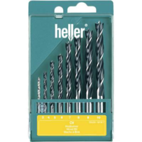 Heller Fa spirál fúró készlet 8 részes 3 mm, 4 mm, 5 mm, 6 mm, 7 mm, 8 mm, 9 mm, 10 mm Heller 205241 Hengeres befogószár 1 készlet (205241)