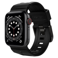 Spigen Apple Watch 1-6, SE (38 / 40 mm), szilikon pótszíj, karbon minta, Spigen Rugged Band, fekete (115882)