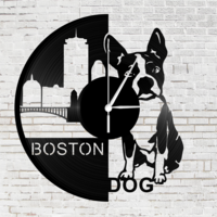 N/A Bakelit óra - Boston Terrier (WDWR-bko-00190)
