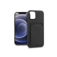 Haffner Apple iPhone 12/12 Pro szilikon hátlap kártyatartóval - Card Case - fekete (PT-6691)