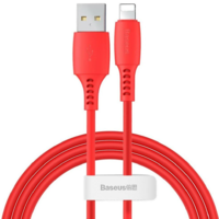 Baseus USB töltő- és adatkábel, Lightning, 120 cm, 2400 mA, Baseus Colorful, CALDC-09, piros (RS120675)