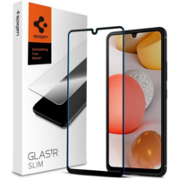 Spigen Samsung Galaxy A42 5G / M42 5G SM-A426B / M426B, Kijelzővédő fólia, ütésálló fólia (az íves részre is!), Tempered Glass (edzett üveg), 3D Full Cover, Spigen Glastr Slim Full Cover, fekete (110371)