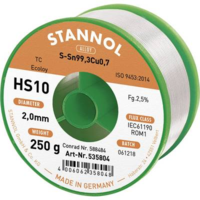 Stannol Stannol HS10 2510 Forrasztóón, ólommentes Tekercs Sn99.3Cu0.7 250 g 2 mm (535769)