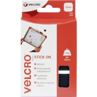VELCRO® Öntapadó tépőzár négyszögek, 25x25 mm, fekete, Stick On, 12 pár (VEL-EC60236)