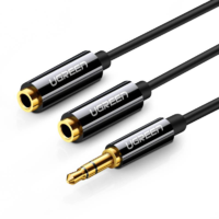 UGREEN UGREEN AV123 AUX audio elosztó 3,5 mm-es jack kábel 25 cm fekete (20816) (UG20816)