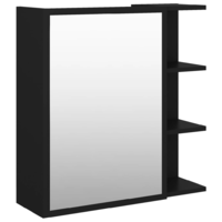 vidaXL fekete forgácslap tükrös fürdőszoba szekrény 62,5x20,5x64 cm (803309)