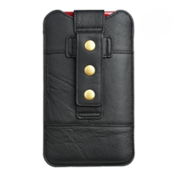 gigapack Tok álló, valódi bőr, POUCH (univerzális, bankkártya tartó, övre fűzhető, csatos, 7.2" méret, prémium) FEKETE [Nokia XR20] (5996591103327)