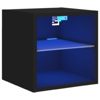 vidaXL fekete fali TV-szekrény LED-világítással 30 x 28,5 x 30 cm (836975)