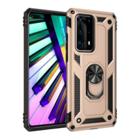 TokShop OnePlus 7 Pro, Műanyag hátlap védőtok, közepesen ütésálló, szilikon belső, telefontartó gyűrű, Defender, arany (89720)