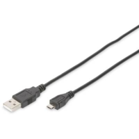 Digitus Digitus USB 2.0 Csatlakozókábel [1x USB 2.0 dugó, A típus - 1x USB 2.0 dugó, mikro B típus] 1.80 m Fekete Kerek, Kettős árnyékolás (DB-300127-018-S)