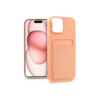Haffner Apple iPhone 15 szilikon hátlap kártyatartóval - Card Case - pink (PT-6852)