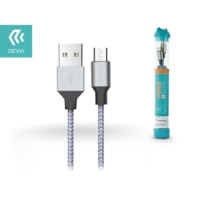 Devia USB - micro USB adat- és töltőkábel 1 m-es vezetékkel - Devia Tube for Android USB 2.4A - silver/blue (ST301278)