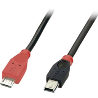 Lindy LINDY USB 2.0 Csatlakozókábel [1x USB 2.0 dugó, mikro B típus - 1x USB 2.0 dugó, mini B típus] 0.50 m Fekete OTG funkcióval (31717)