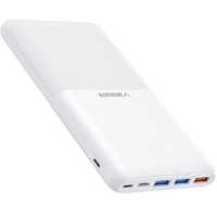 Veger Külső akkumulátor, 20000 mAh, 20W, Okostelefonhoz és TabletPC-hez, 3 x USB aljzat, 1 x USB Type-C aljzat, LED-es, gyorstöltés, Veger S22 Ultra Slim, fehér (129450)