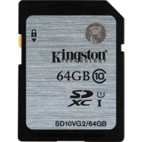 Kingston Kingston 64GB SDXC Class10 UHS-I 45MB/s Read Flash Card (SD10VG2/64GB)