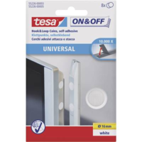 TESA On & Off Tesa öntapadós tépőzár, tépőzáras ragasztó 8 pár kerek 16 mm fehér TESA On & Off 55226-03-00 (55226-03-00)