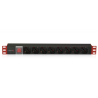 Techly Techly I-CASE STRIP-18C20 áramelosztó egység (PDU) 8 AC kimenet(ek) 1U Fekete, Vörös (102635)