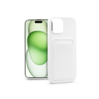 Haffner Apple iPhone 15 Plus szilikon hátlap kártyatartóval - Card Case - fehér (PT-6843)