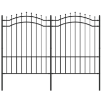 vidaXL fekete porszórt acél kerti kerítés lándzsa hegyekkel 190 cm (151082)
