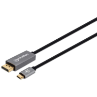 Manhattan Manhattan 354844 video átalakító kábel 2 M USB C-típus DisplayPort Fekete, Ezüst (354844)