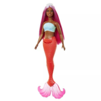 Mattel Barbie Dreamtopia: Színes hajú sellő baba narancssárga uszonnyal (HRR02 / HRR04) (HRR04)