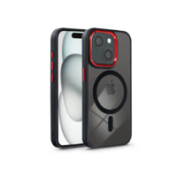 Haffner Apple iPhone 15 szilikon hátlap - Edge Mag Cover - fekete/piros/átlátszó (PT-6832)