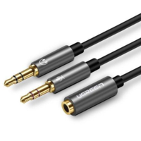 UGREEN UGREEN AV140 AUX audio splitter fejhallgató + mikrofon 3,5 mm-es mini jack kábelhez 28cm fekete (20899) (ugr20899)