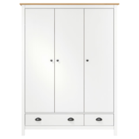 vidaXL Hill fehér 3 ajtós tömör fenyőfa ruhásszekrény 127x50x170 cm (288954)