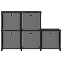 vidaXL 5 rekeszes fekete szövet bemutató polc dobozokkal 103x30x72,5cm (322603)