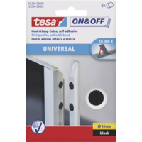 TESA On & Off Tesa öntapadós tépőzár, tépőzáras ragasztó 8 pár kerek 16 mm fekete TESA On & Off 55226-00-01 (55226-00-01)