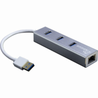 Inter-Tech USB3.0 HUB 3Port Inter-Tech Argus IT-310-S 1x RJ45 Gigabit Lan passiv Silver (88885471)