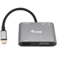 Equip Equip 133483 dokkoló állomás és port replikátor Vezetékes USB 3.2 Gen 1 (3.1 Gen 1) Type-C Fekete, Szürke (133483)