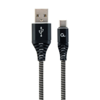 Gembird Gembird USB type-C - USB Type-A szövet borítású adat- és töltőkábel 2m fehér-fekete (CC-USB2B-AMCM-2M-BW) (CC-USB2B-AMCM-2M-BW)