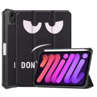 Wooze Apple iPad Mini (2021) (8.3), mappa tok, Apple Pencil tartóval, Dont touch me minta, Smart Case, Wooze New Style Trifold Case, fekete/fehér (110853)