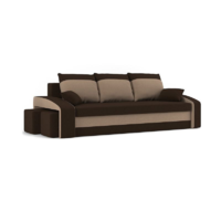 GreenSite HEWLET kanapéágy 2 db puffal, normál szövet, hab töltőanyag, bal oldali puff tároló, barna / cappuccino (GSAG5999114116385)