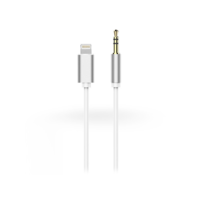 Haffner Lightning - 3,5 mm jack audio kábel 1 m-es vezetékkel - fehér/ezüst (PT-5300)