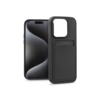 Haffner Apple iPhone 15 Pro szilikon hátlap kártyatartóval - Card Case - fekete (PT-6847)
