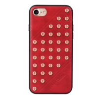FIERRE SHANN FIERRE SHANN műanyag telefonvédő (bőr hatású hátlap, szegecses) PIROS [Apple iPhone SE 3 (2022)] (5996457817443)