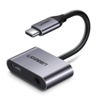 UGREEN UGREEN USB-C csatlakozós USB-C + jack 3,5mm adapter szürke (50596) (UG50596)