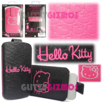 N/A Hello Kitty Univerzális Telefontartó Bőr Tok 3.5" - Fekete-Pink (CHK-1PU-BLP1-BP)