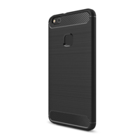 gigapack Szilikon telefonvédő (közepesen ütésálló, légpárnás sarok, szálcsiszolt, karbon minta) FEKETE [Huawei P10 Lite] (5996457695997)