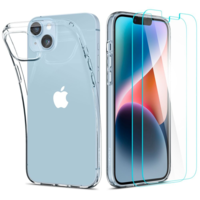 Spigen Apple iPhone 14 Plus, Szilikon tok + Tempered Glass (edzett üveg) - 2db, Spigen Crystal Pack, átlátszó (125697)