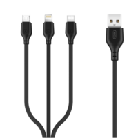XO XO NB103 kábel 3in1 lightning - micro USB - USB-C fekete 2,1A 1m (NB-103 3 in 1 fekete)