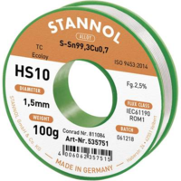 Stannol Forrasztóhuzal, ólommentes forrasztó ón Sn99,3Cu0,7 1,5mm Stannol HS10 2510 (631911)