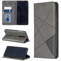 Wooze Samsung Galaxy Note 20 Pro, Oldalra nyíló tok, stand, geometria minta, Wooze DesignBook, szürke (90955)