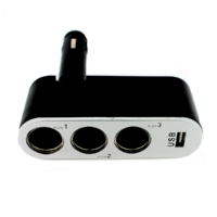 Delight Delight 55049 Szivargyújtó elosztó: 3 aljzat + USB töltő 70W Fekete/Ezüst (55049)
