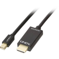 Lindy LINDY Kijelző csatlakozó / HDMI Csatlakozókábel [1x Mini DisplayPort dugó - 1x HDMI dugó] 1.00 m Fekete (36926)