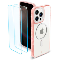 Spigen Apple iPhone 14 Pro, Műanyag hátlap védőtok + szilikon csillámos keret, + 2 db üvegfólia, Magsafe töltővel kompatibilis, Spigen Cyrill Shine Mag Glitter, átlátszó/vörösarany (125672)